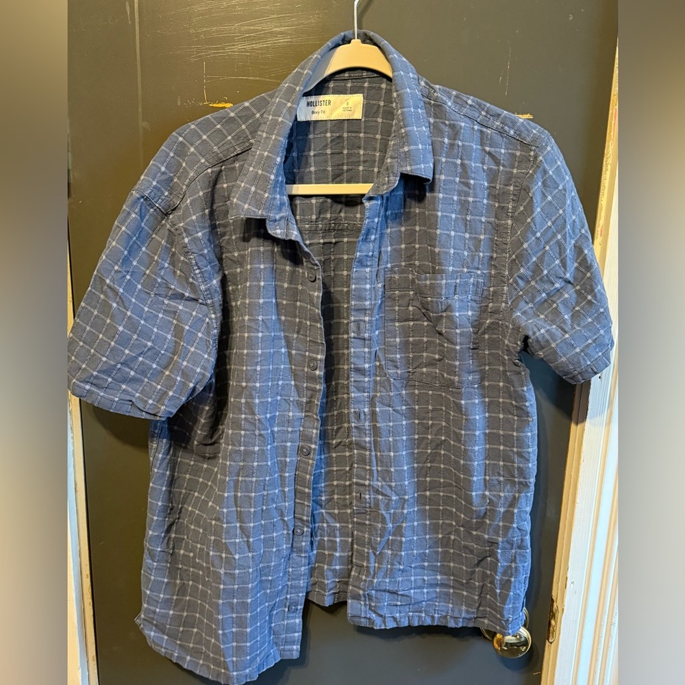 Hollister Navy Checkered Casual Shirt